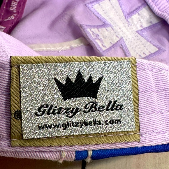 Women’s Glitzy Bella ball cap multi colored cross W/ rhinestones, distressed - Picture 9 of 10